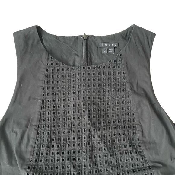 Theory Bell R Tank Blouse Eyelet Black M $140 - Picture 3 of 10